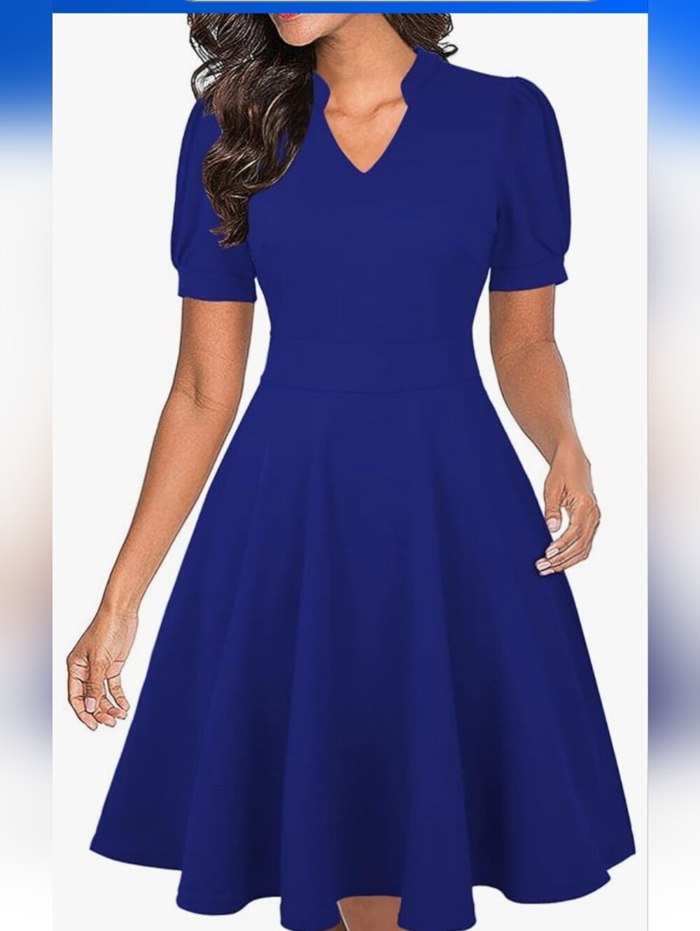 3/$30 Elegant V-Neck Midi Dress in Royal Blue